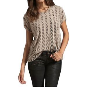 Current/Elliott The Freshman T-Shirt Khaki Chevron Small